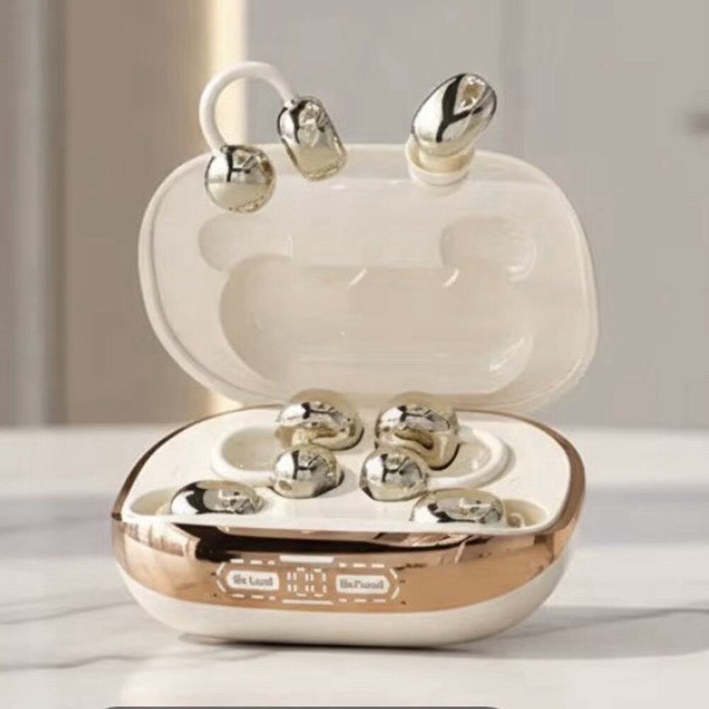GT630S Bluetooth Wireless In-Ear Earbuds (Double) w/Charging Case Gold/White